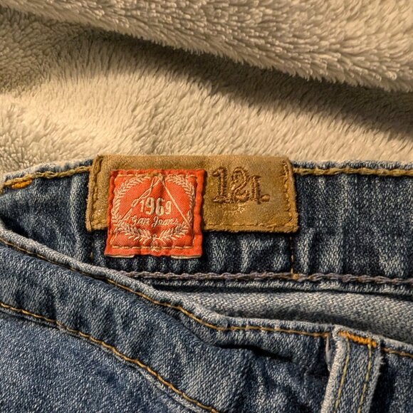 GAP JEANS Womens 12 L Long 12L Denim Blue Flare 1969 Distressed Stretch Long & - Picture 2 of 9